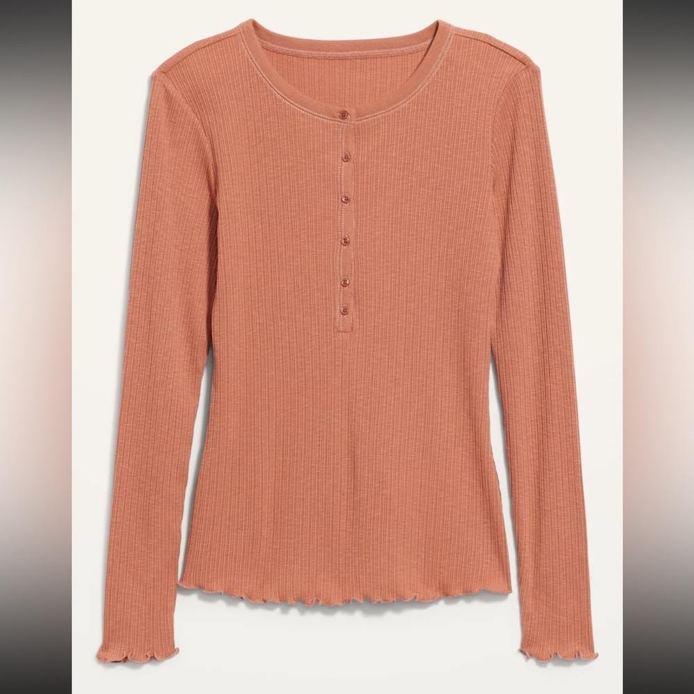 NWT Old Navy Long Sleeve Rib Knit Henley Long Sleeve Top - Picture 2 of 7